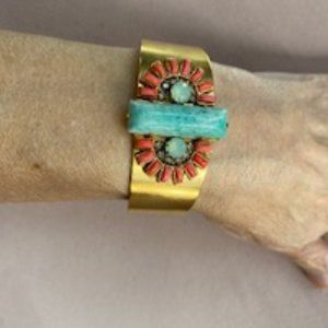 Artisan Mid western styled bracelet, orange and blue stones